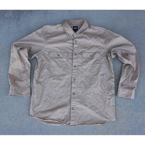 Gap Shirt Large Tan Button Up Flannel‎ Brushed Mens
